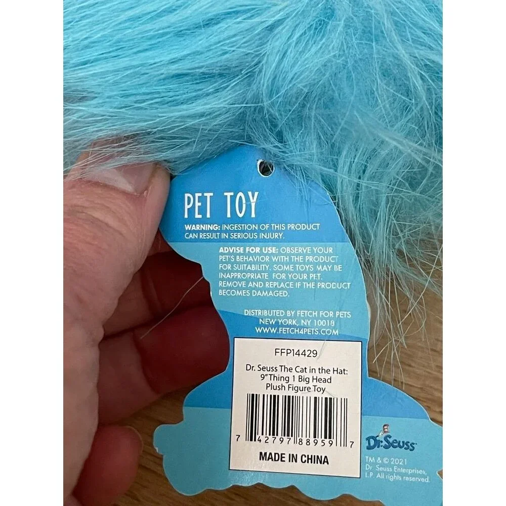 NWT Dr. Seuss Thing 1 Big Head Plush Pet Toy
